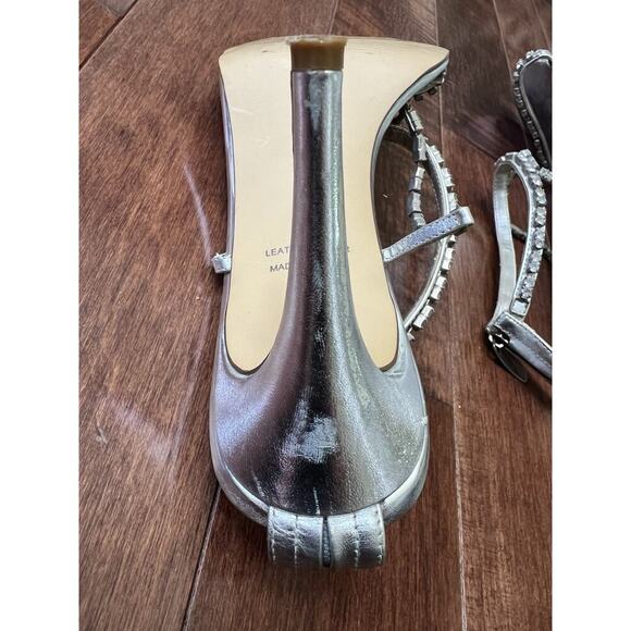 VTG Y2K Valerie Stevens Womens Bling Silver Evening Heels Size 7 - Picture 7 of 8